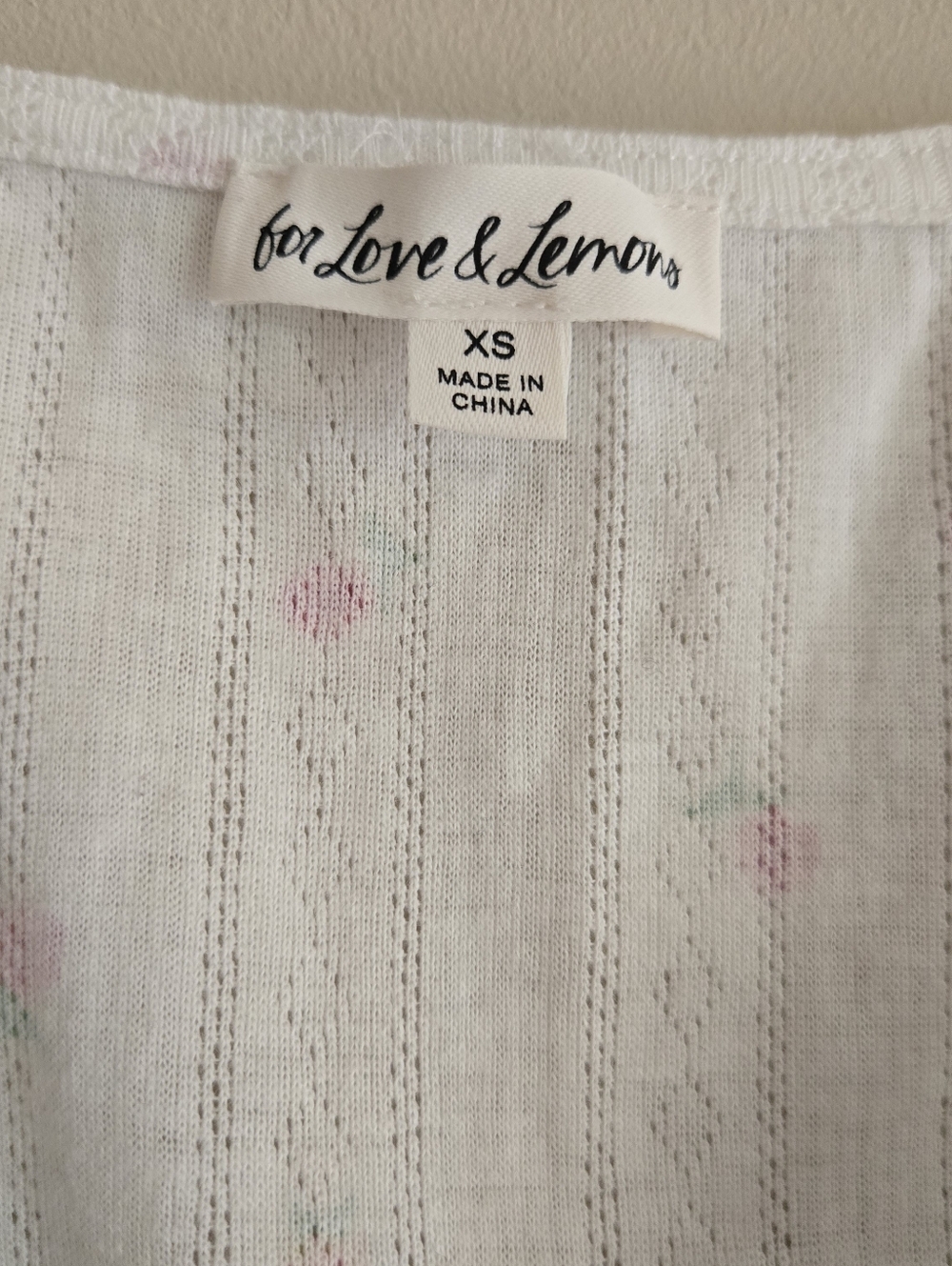 For Love And Lemons Blossom Pointelle Matching Set Pajama Top & Shorts White XS - Picture 9 of 16